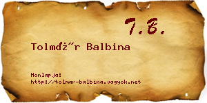 Tolmár Balbina névjegykártya